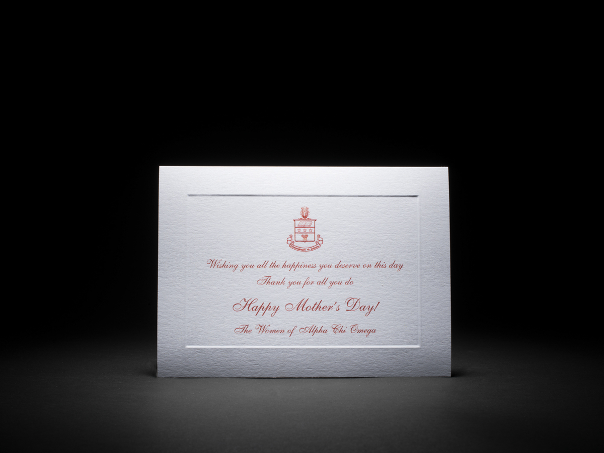 Sorority Alpha Chi Omega Single Color Thermographic Mothers Day Card