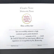 Academic Achievement Certificates Official Branding Alpha Gamma Delta