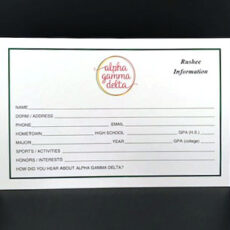 Rushee Information Cards Alpha Gamma Delta