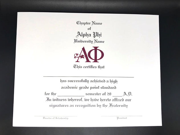 Academic Achievement Certificates Official Branding Alpha Phi