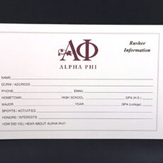 Rushee Information Cards Alpha Phi