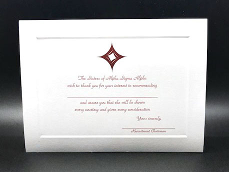 Recommendation Thank You Cards Alpha Sigma Alpha