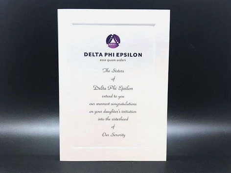 Official Parent Congratulation Initiation Delta Phi Epsilon