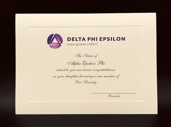 Official Parent Congratulations New Member Delta Phi Epsilon