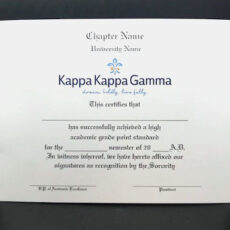 Academic Achievement Certificates Official Branding Kappa Kappa Gamma