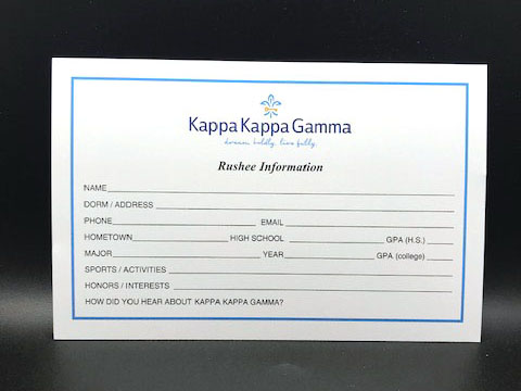 Rushee Information Cards Kappa Kappa Gamma