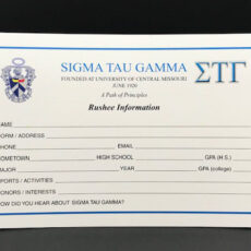 Rushee Information Cards Sigma Tau Gamma