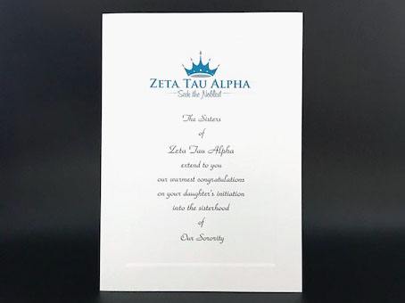 Official Parent Congratulation Initiation Zeta Tau Alpha