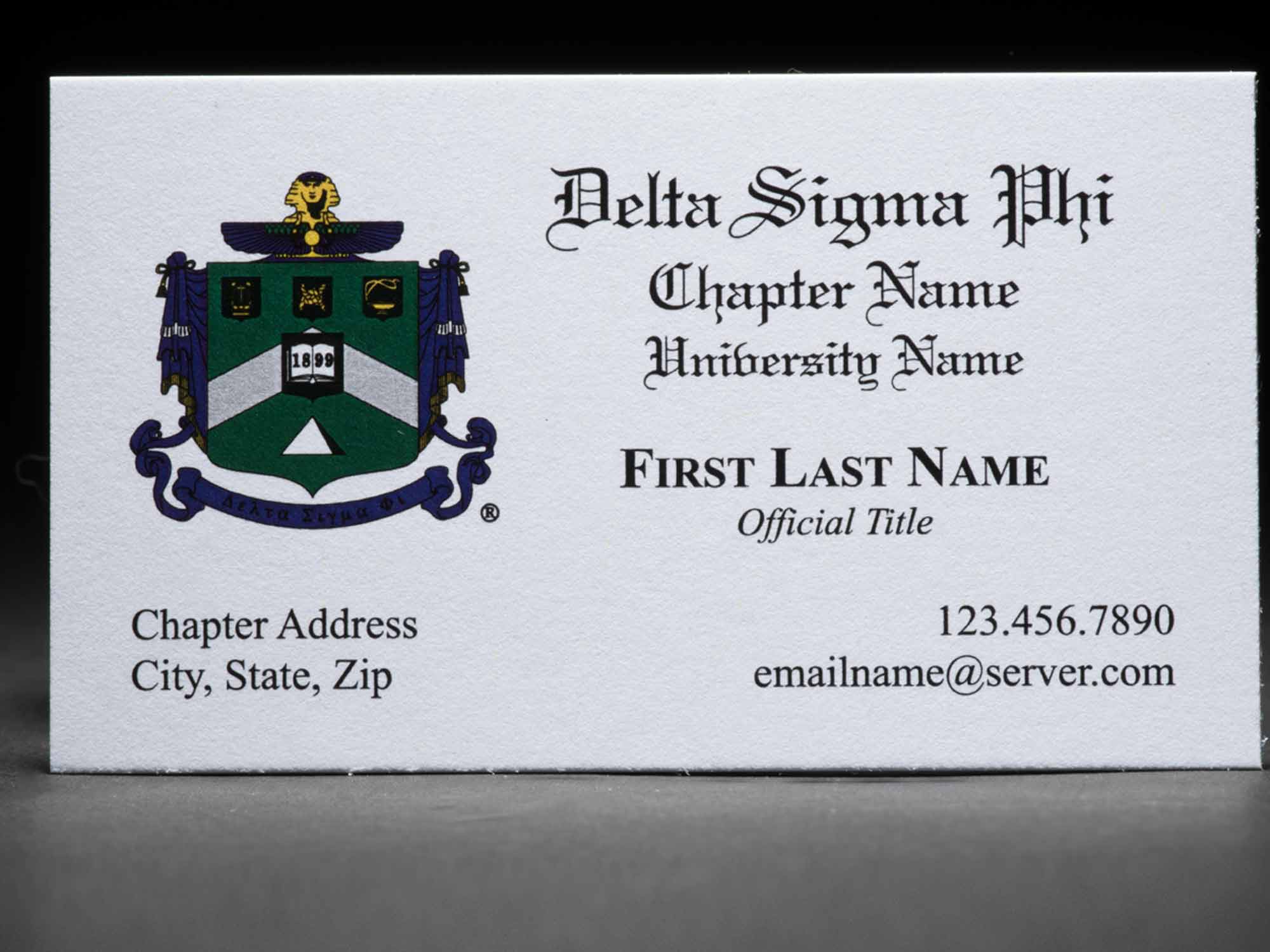 Business Cards Delta Sigma Phi Greekstation