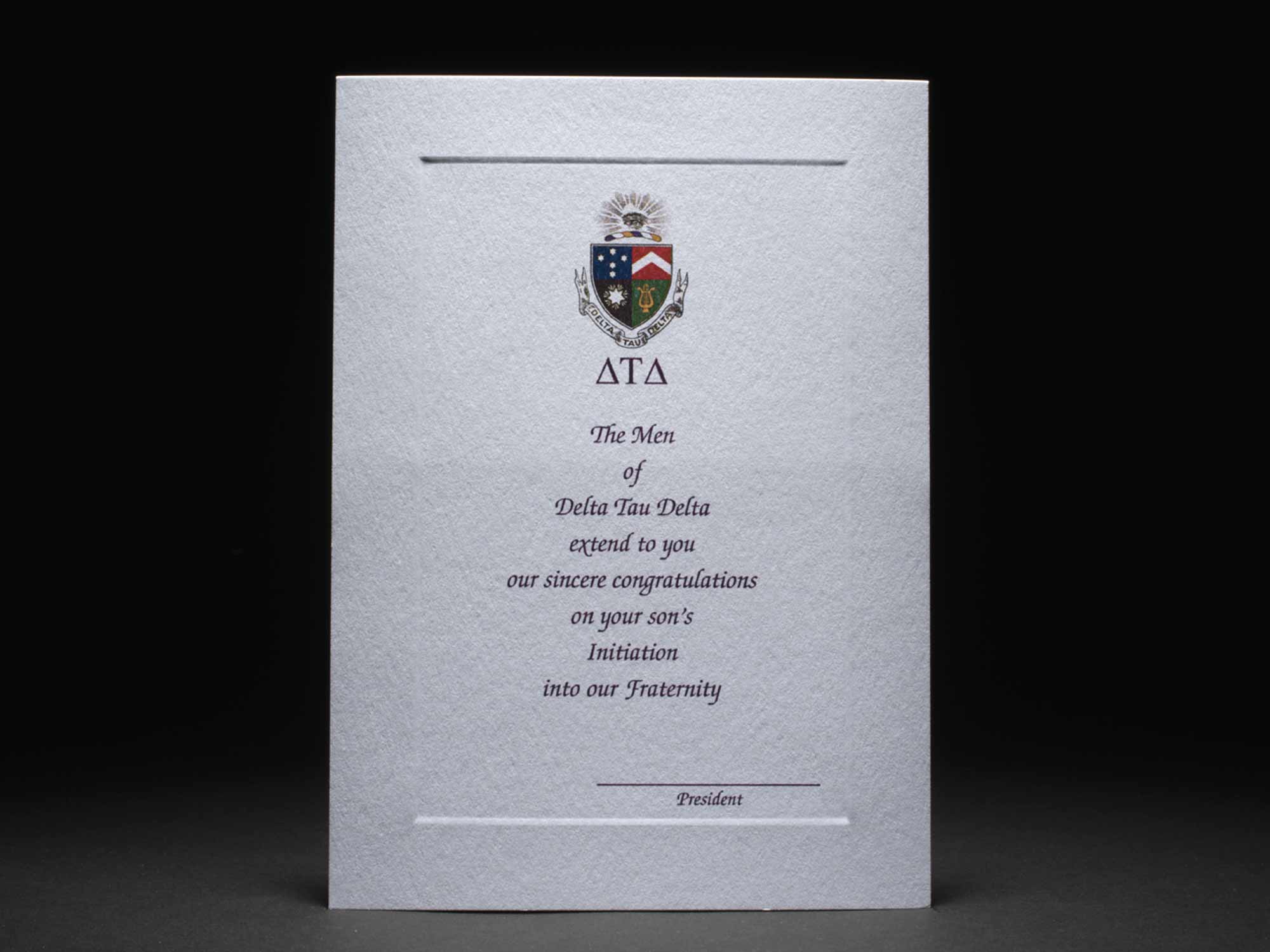 Parent Congratulations Card New Initiation Delta Tau Delta