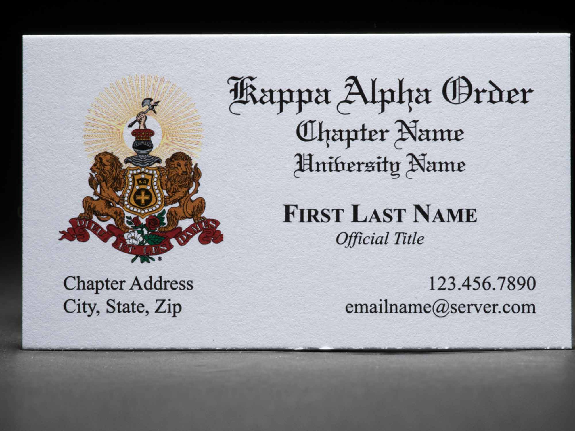 Business Cards Kappa Alpha Order