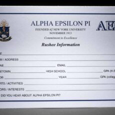 Rushee Information Cards Alpha Epsilon Pi