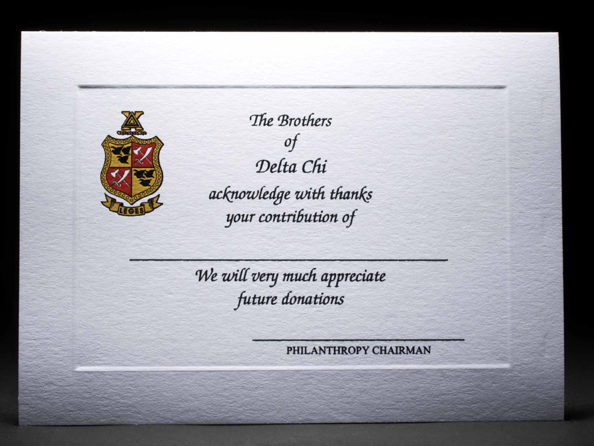 Donation Thank You Cards Delta Chi