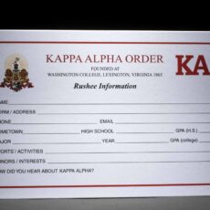 Rushee Information Cards Kappa Alpha Order
