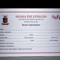 Rushee Information Cards Sigma Phi Epsilon