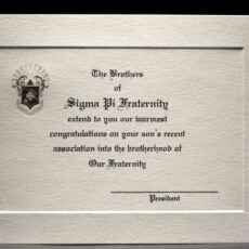 Engraved Parent Congratulations Association Sigma Pi