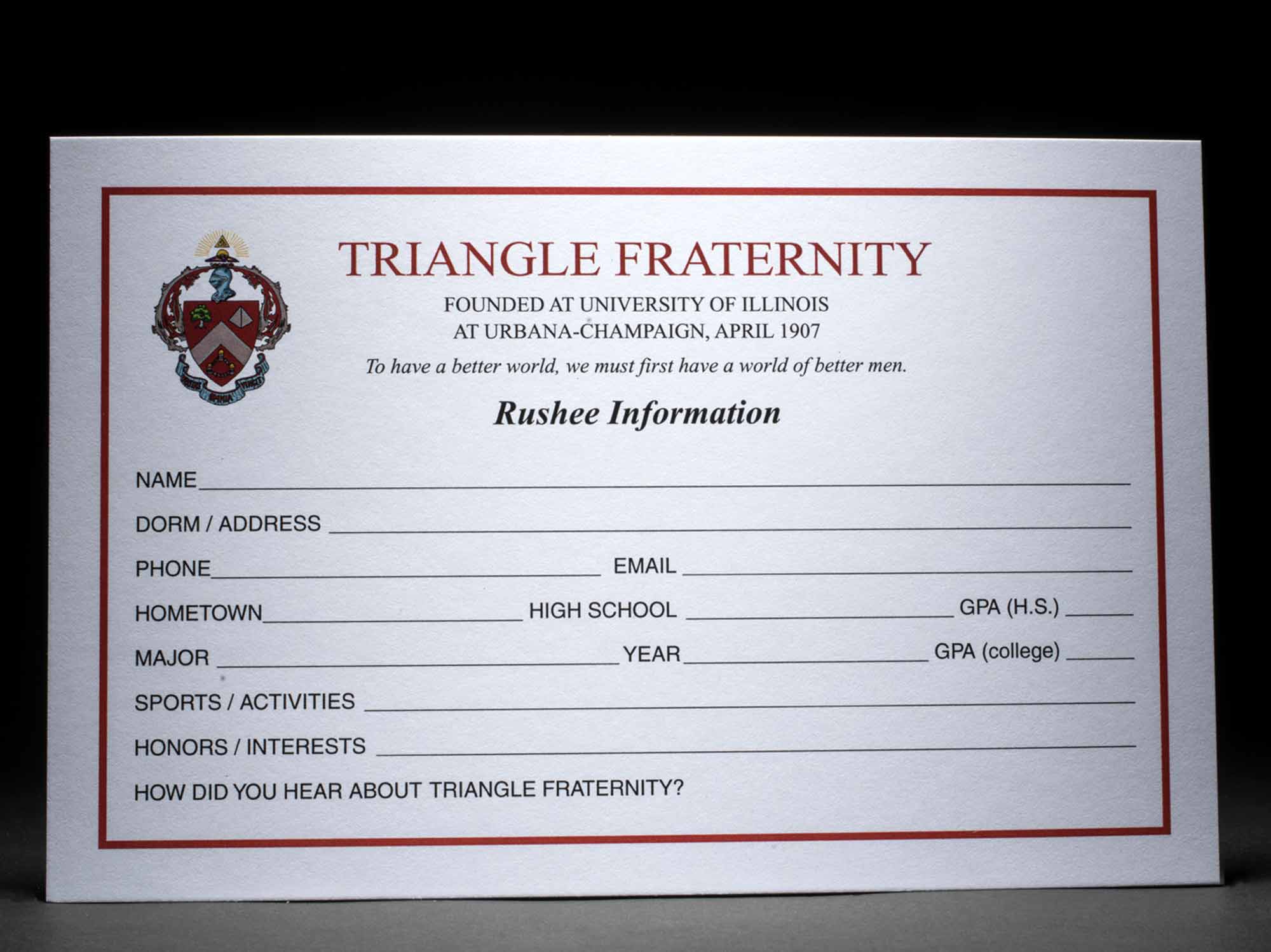 Rushee Information Cards Triangle