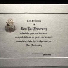 Engraved Parent Congratulations Association Zeta Psi