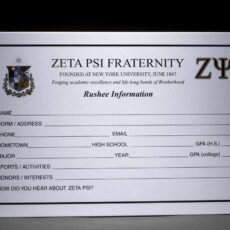 Rushee Information Cards Zeta Psi
