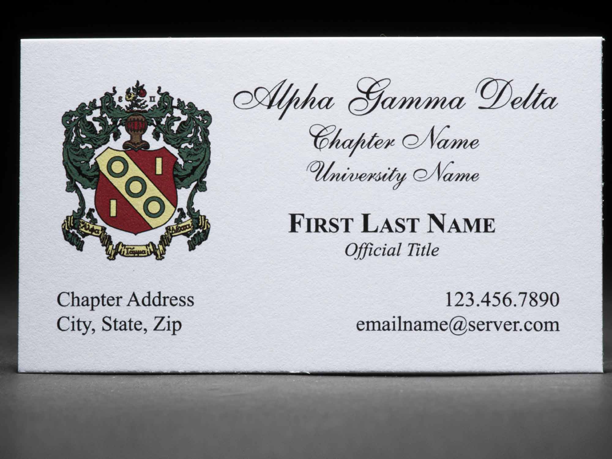 Business Cards Alpha Gamma Delta