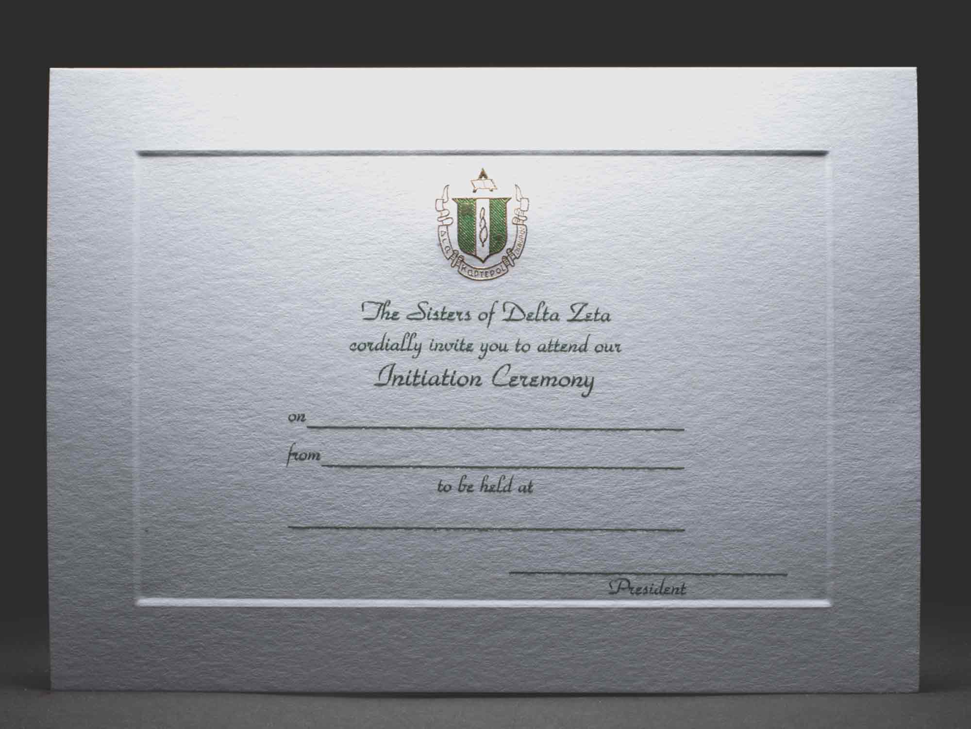 Engraved Initiation Invitations Delta Zeta | GreekStation