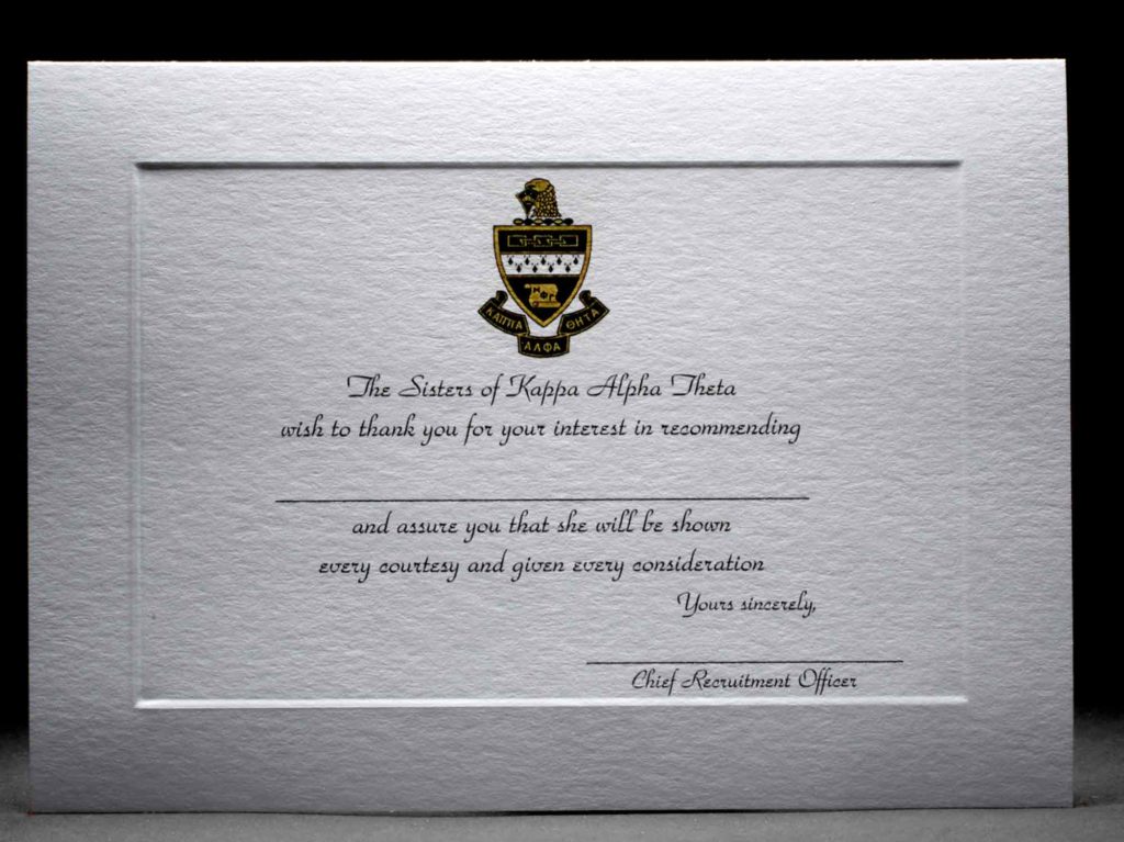 Recommendation Thank You Cards Kappa Alpha Theta | GreekStation