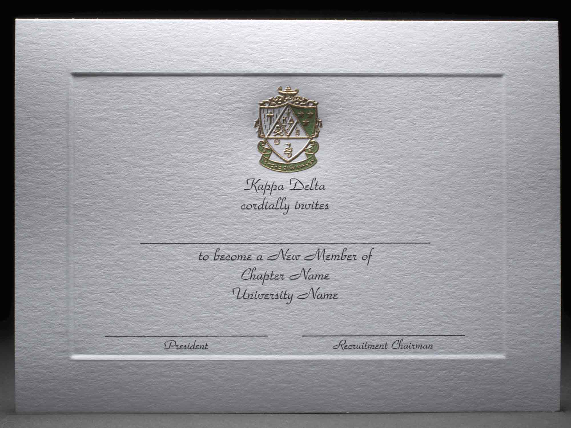 Formal Bid Day Cards Kappa Delta