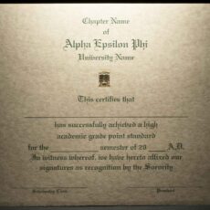 Engraved Academic Achievement Certificates Alpha Epsilon Phi
