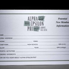 Rushee Information Cards Alpha Epsilon Phi