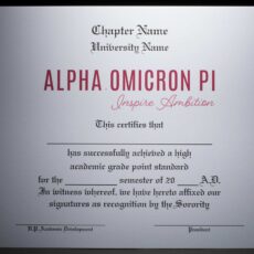 Academic Achievement Certificates Official Branding Alpha Omicron Pi