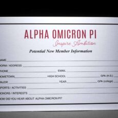 Potential New Member Information Cards Alpha Omicron Pi