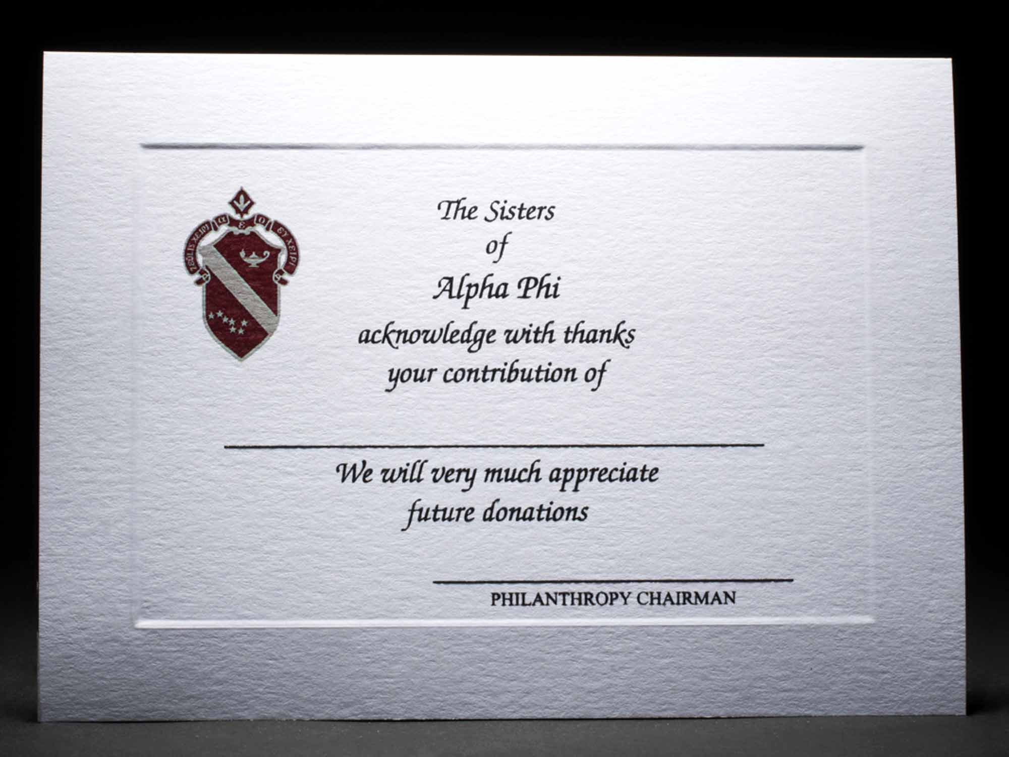 Donation Thank You Cards Alpha Phi