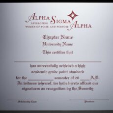 Academic Achievement Certificates Official Branding Alpha Sigma Alpha