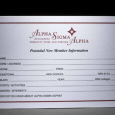 Potential New Member Information Cards Alpha Sigma Alpha