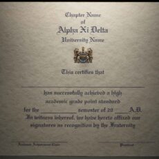 Engraved Academic Achievement Certificates Alpha Xi Delta