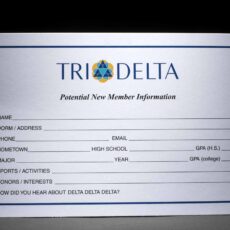 Potential New Member Information Cards Delta Delta Delta