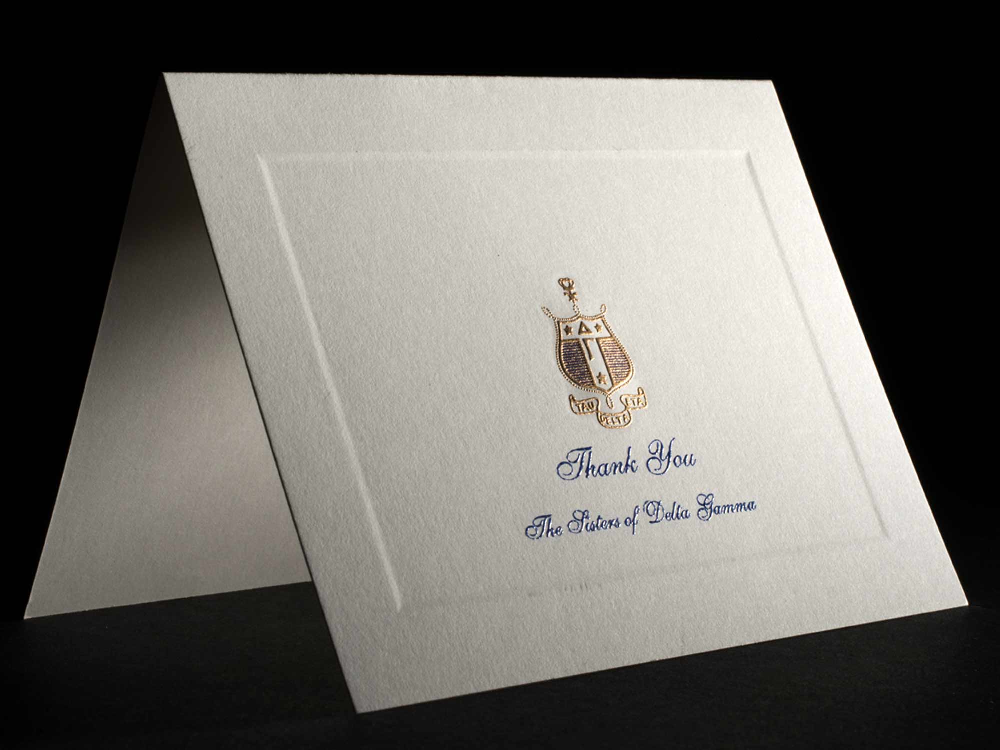 Engraved thank you cards delta gamma greekstation