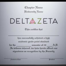 Academic Achievement Certificates Official Branding Delta Zeta