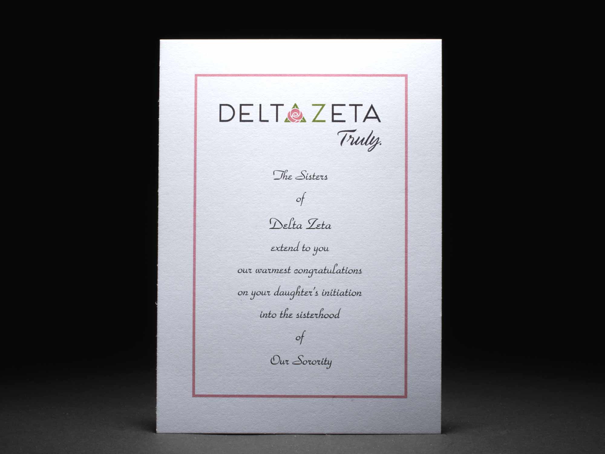 Official Parent Congratulation Cards New Initiation Delta Zeta