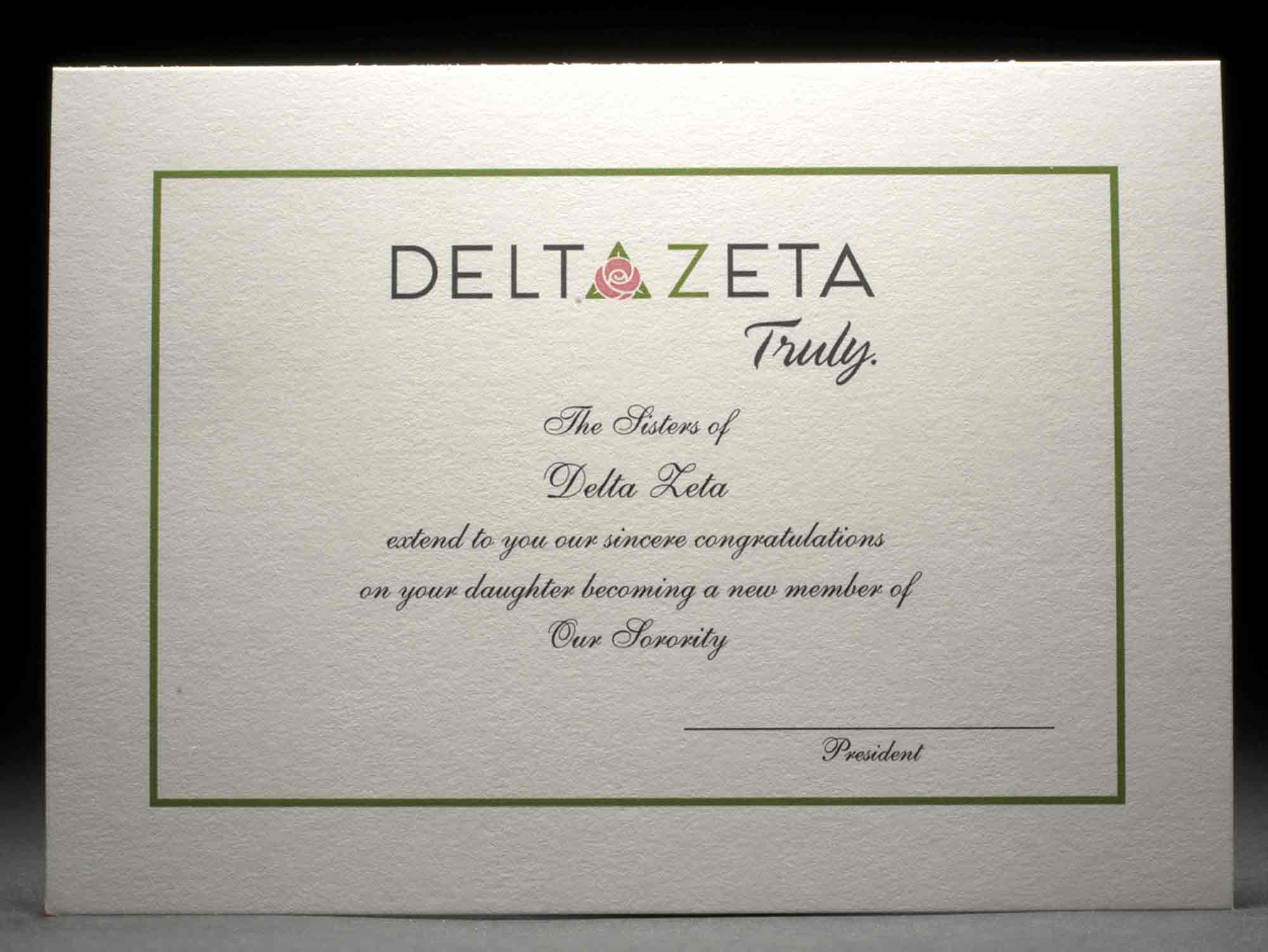 Official Parent Congratulations New Member Delta Zeta