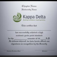 Academic Achievement Certificates Official Branding Kappa Delta
