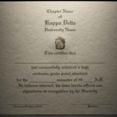 Engraved Academic Achievement Certificates Kappa Delta