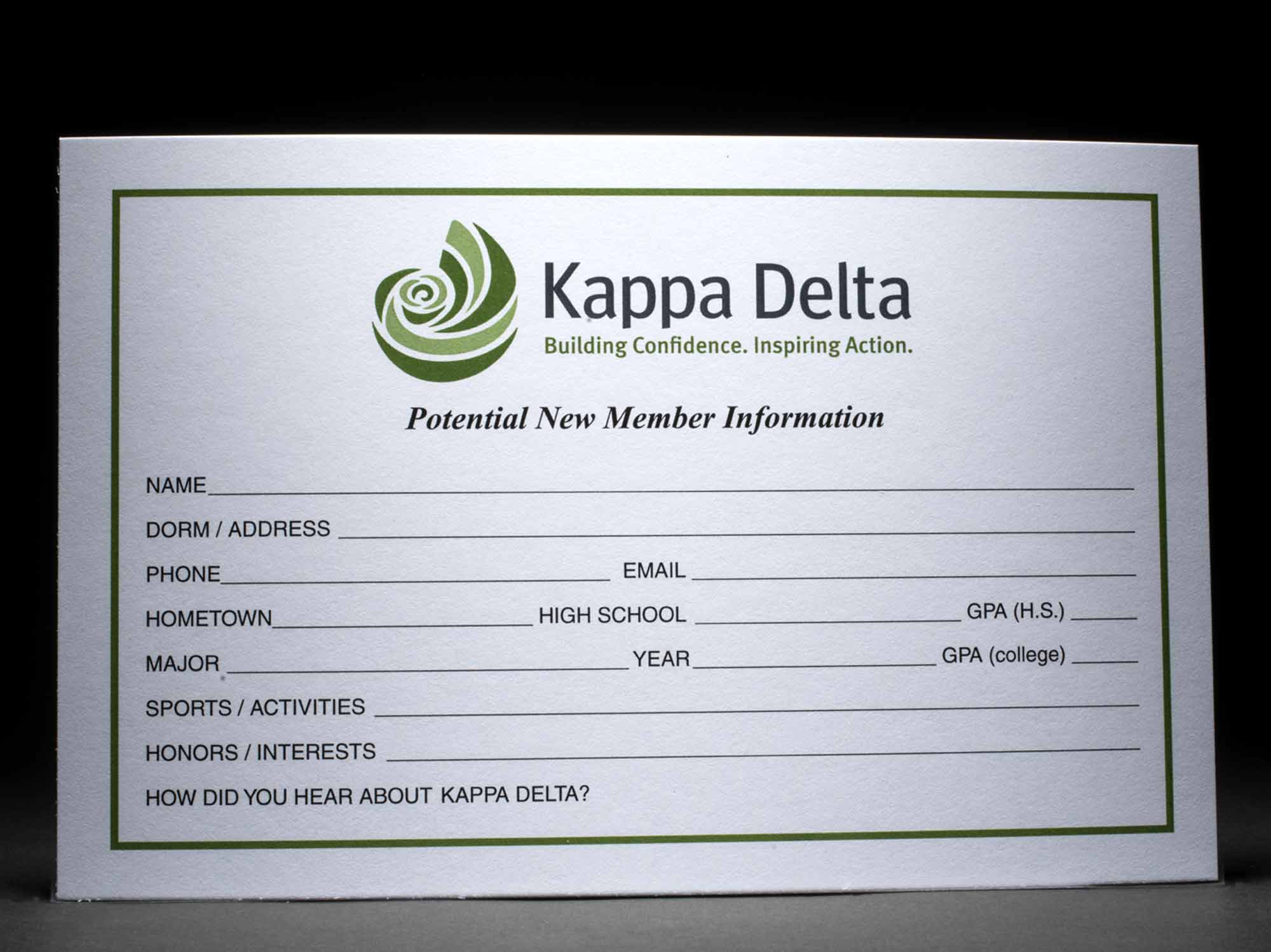 Rushee Information Cards Kappa Delta