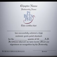 Academic Achievement Certificates Official Branding Pi Beta Phi