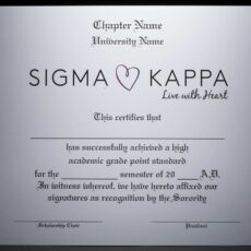 Academic Achievement Certificates Official Branding Sigma Kappa
