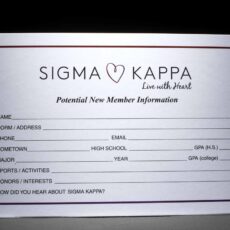 Potential New Member Information Cards Sigma Kappa