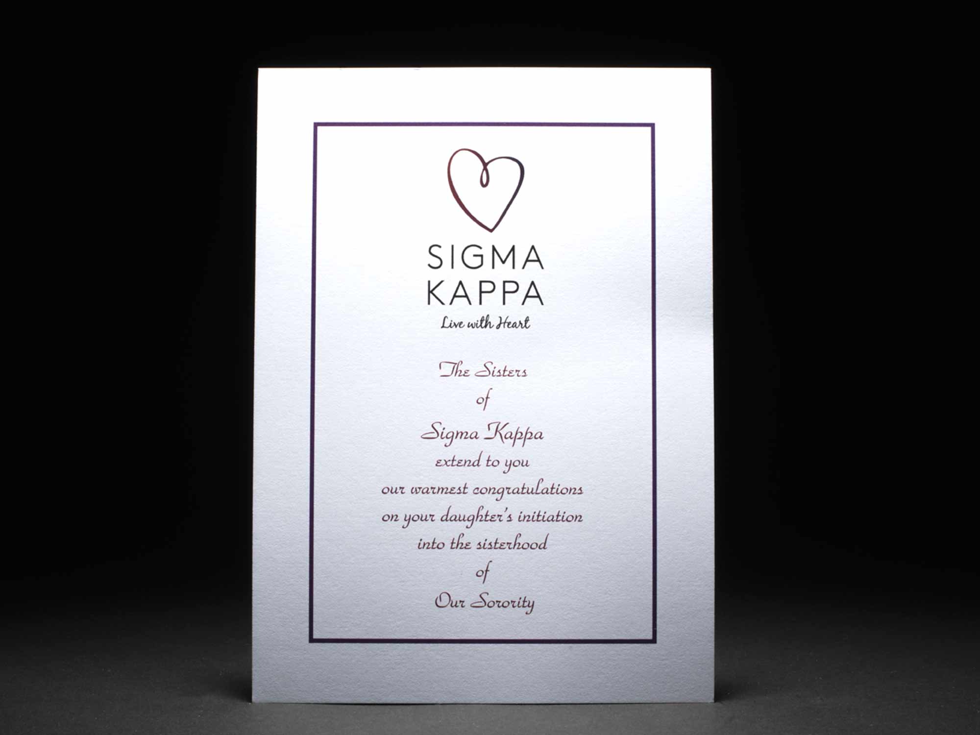 Official Parent Congratulation Cards New Initiation Sigma Kappa