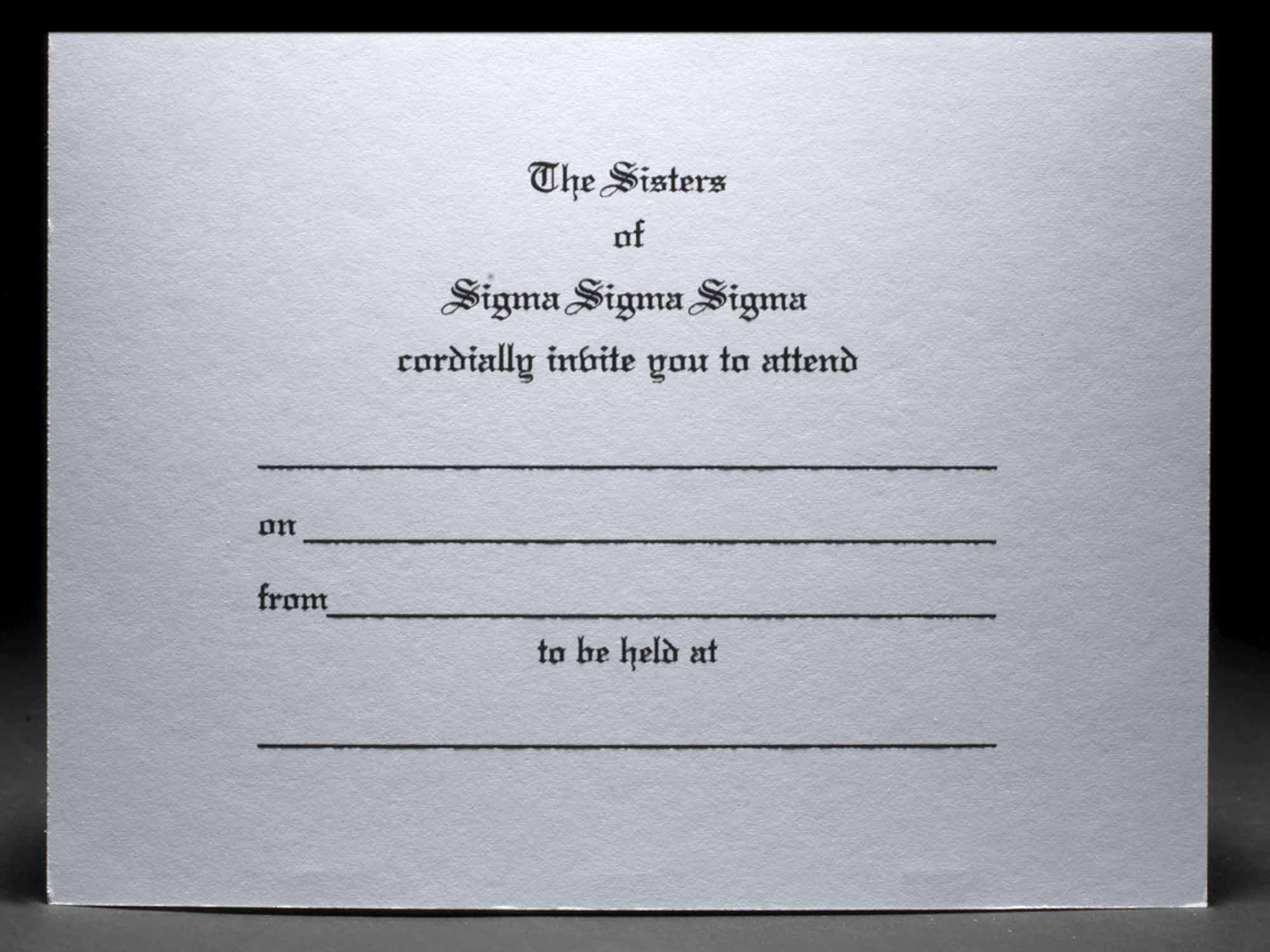 Formal Invitations Sigma Sigma Sigma