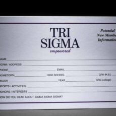 Potential New Member Information Cards Sigma Sigma Sigma