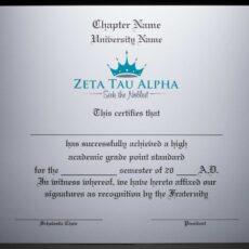 Academic Achievement Certificates Official Branding Zeta Tau Alpha